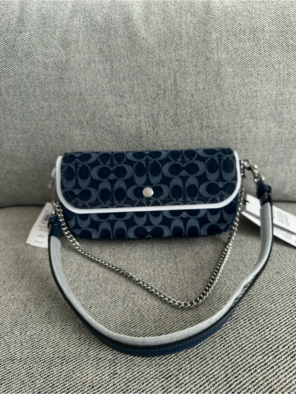 NWT Coach Brook Flap Chain Bag In Signature Denim CAT60